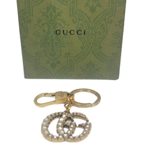Gucci Gold Embellished Double G Keychain - Picture 2 of 2